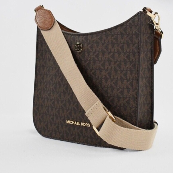 Michael Kors, Briley small messenger, Crossbody bag in brown with tan strap, new - Picture 1 of 11
